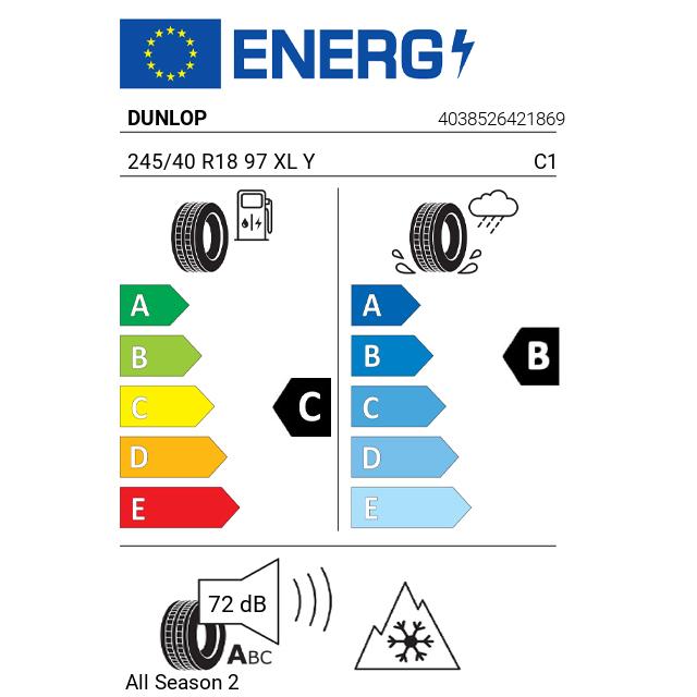 Eticheta Energetica Anvelope  245 40 R18 Dunlop  2 