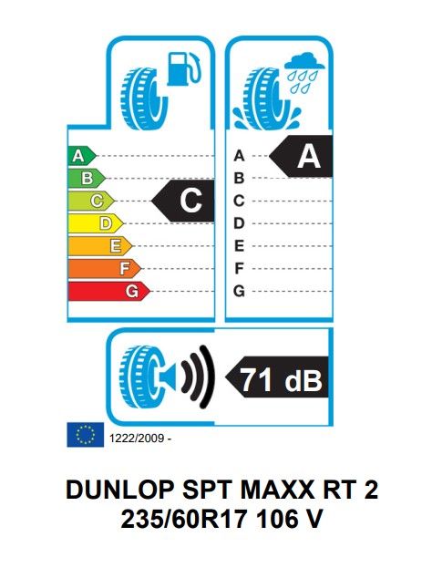 Eticheta Energetica Anvelope  235 60 R17 Dunlop Sp Sport Maxx Rt 2 