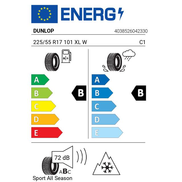 Eticheta Energetica Anvelope  225 55 R17 Dunlop Sport  