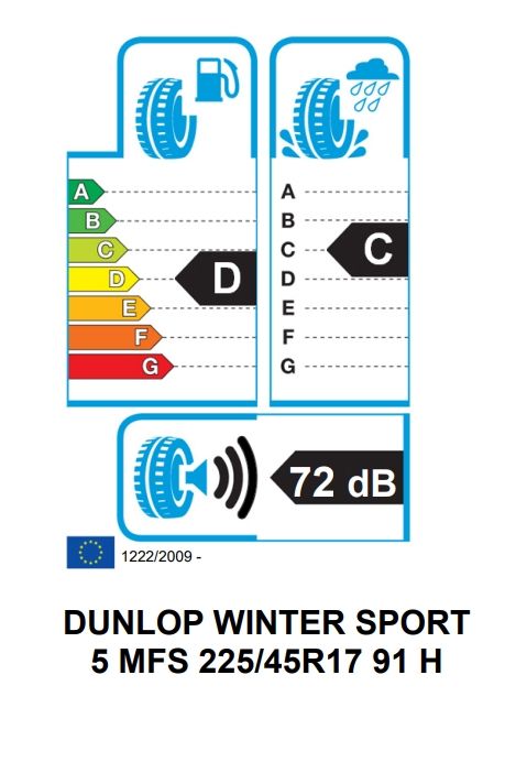 Eticheta Energetica Anvelope  225 45 R17 Dunlop Winter Sport 5 
