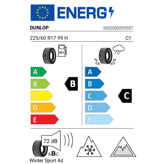 Eticheta Energetica Anvelope  225 60 R17 Dunlop Winter Sport 4d 