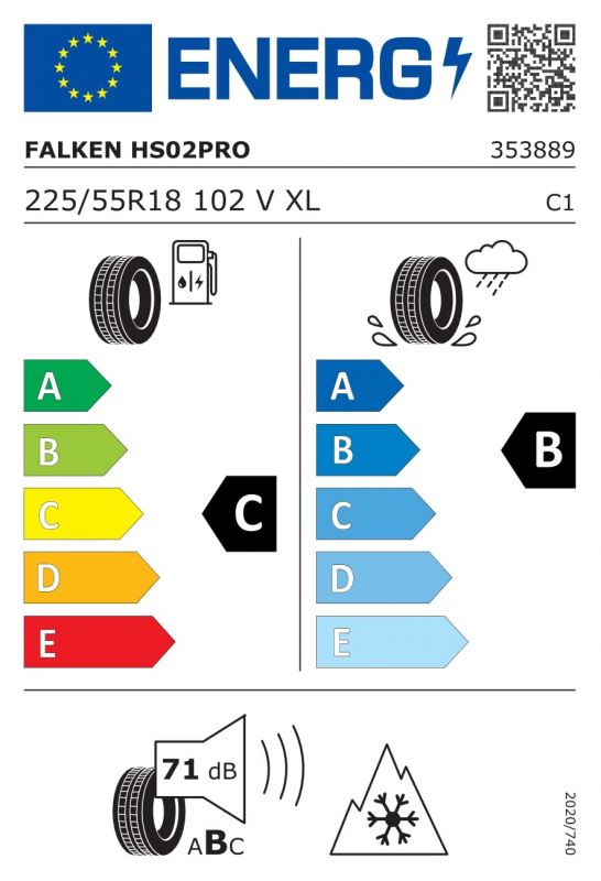 Eticheta Energetica Anvelope  225 55 R18 Falken Eurowinter Hs02 Pro 