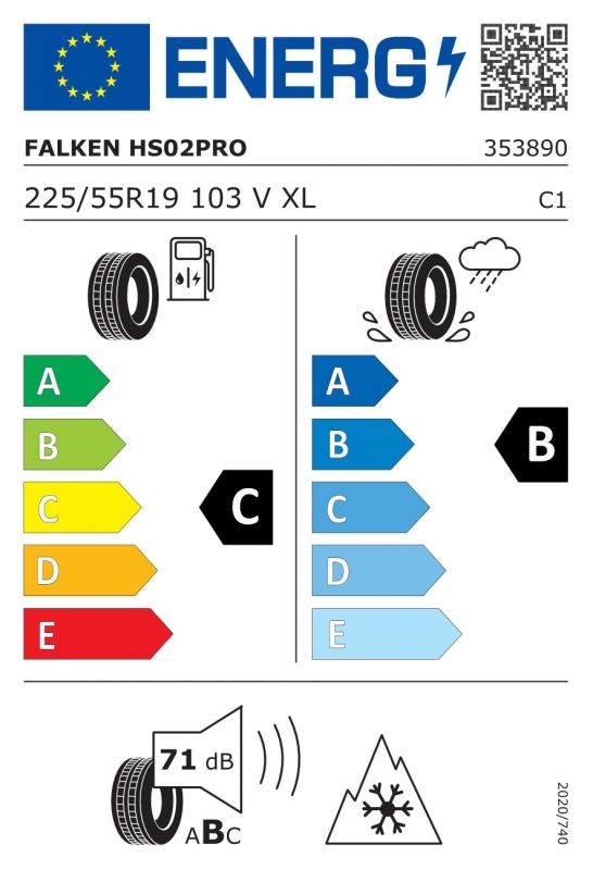 Eticheta Energetica Anvelope  225 55 R19 Falken Eurowinter Hs02 Pro 