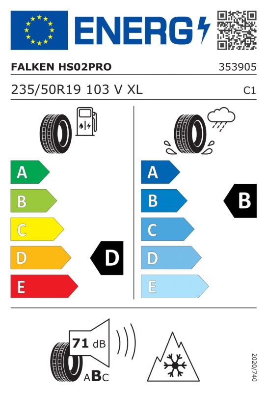 Eticheta Energetica Anvelope  235 50 R19 Falken Eurowinter Hs02 Pro 