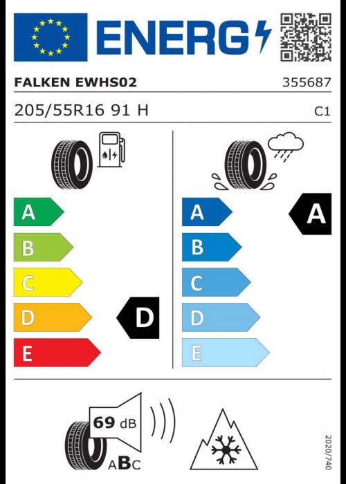 Eticheta Energetica Anvelope  205 55 R16 Falken Eurowinter Hs02 