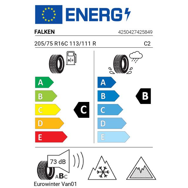 Eticheta Energetica Anvelope  205 75 R16C Falken Eurowinter Van01 