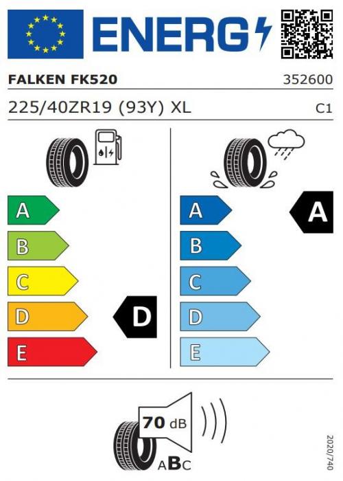Eticheta Energetica Anvelope  225 40 R19 Falken Fk520 