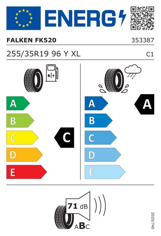 Eticheta Energetica Anvelope  255 35 R19 Falken Fk520 