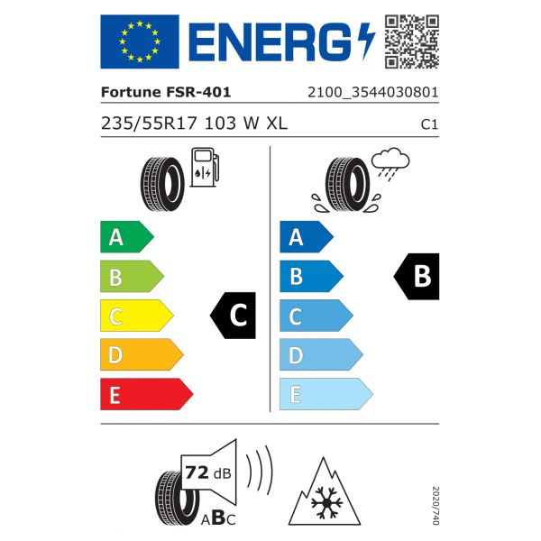 Eticheta Energetica Anvelope  235 55 R17 Fortune Fsr401 