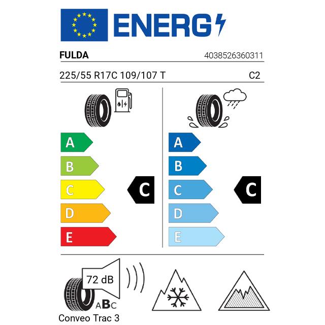 Eticheta Energetica Anvelope  225 55 R17C Fulda Conveo Trac 3 