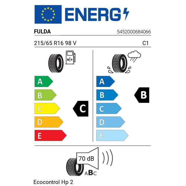 Eticheta Energetica Anvelope  215 65 R16 Fulda Ecocontrol Hp 2 