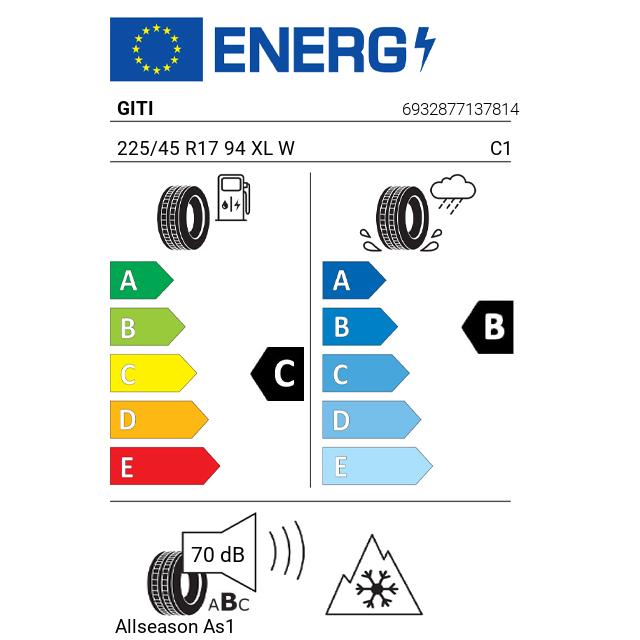 Eticheta Energetica Anvelope  225 45 R17 Giti Allseason As1 