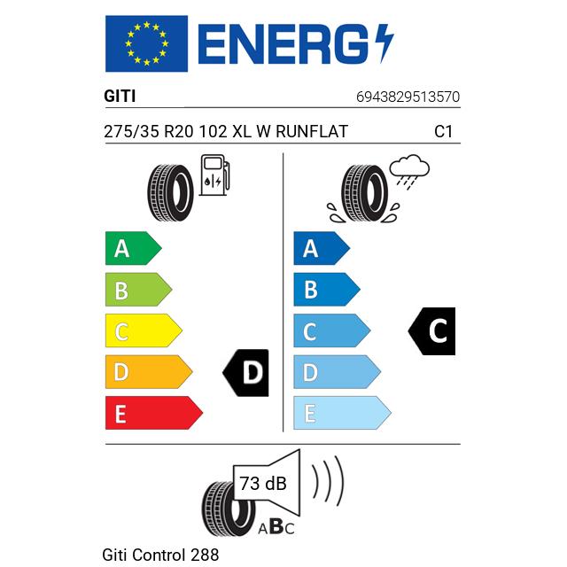 Eticheta Energetica Anvelope  275 35 R20 Giti Giti Control 288 