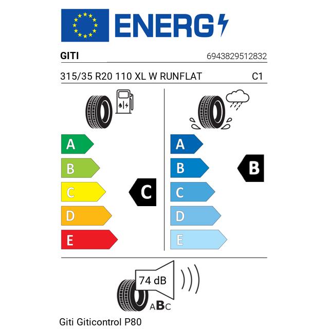 Eticheta Energetica Anvelope  315 35 R20 Giti Giti Giticontrol P80 