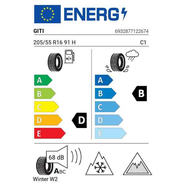 Eticheta Energetica Anvelope  205 55 R16 Giti Winter W2 