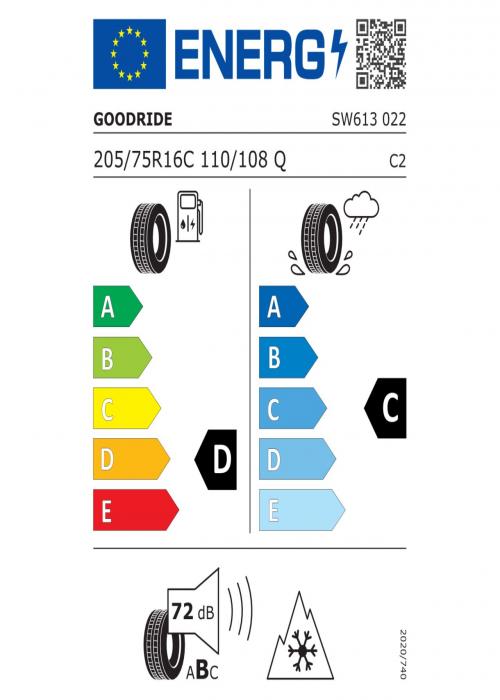 Eticheta Energetica Anvelope  205 75 R16C Goodride Sw613 