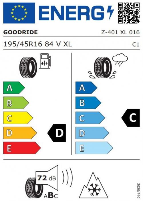 Eticheta Energetica Anvelope  195 45 R16 Goodride Z401 