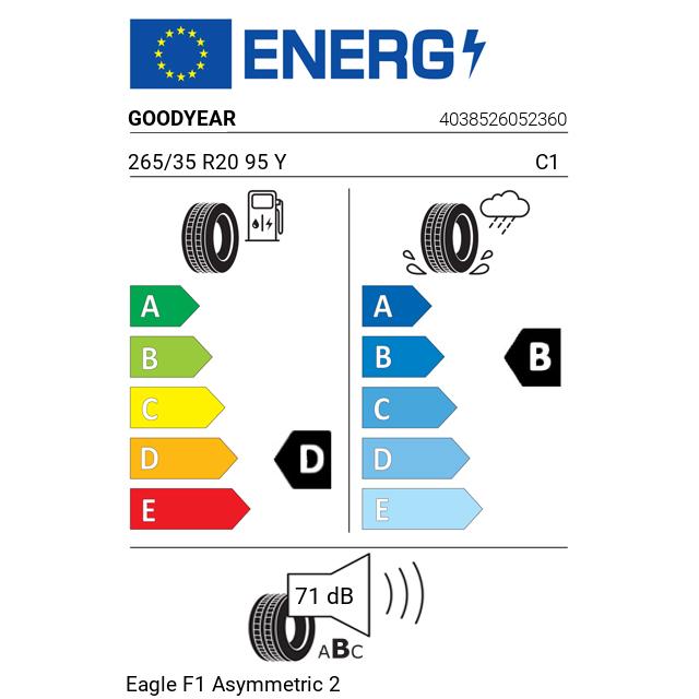 Eticheta Energetica Anvelope  265 35 R20 Goodyear Eagle F1 Asymmetric 2 