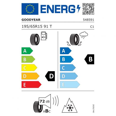 Eticheta Energetica Anvelope  195 65 R15 Goodyear Ultragrip 9+ Ncg 
