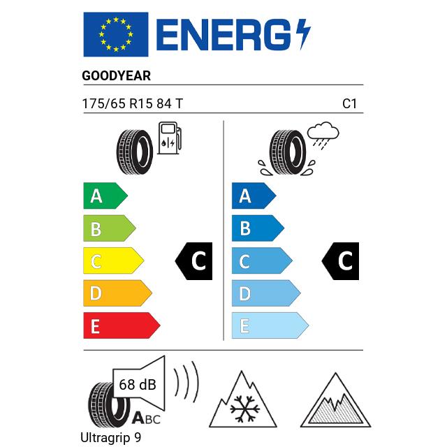 Eticheta Energetica Anvelope  175 65 R15 Goodyear Ultragrip 9 