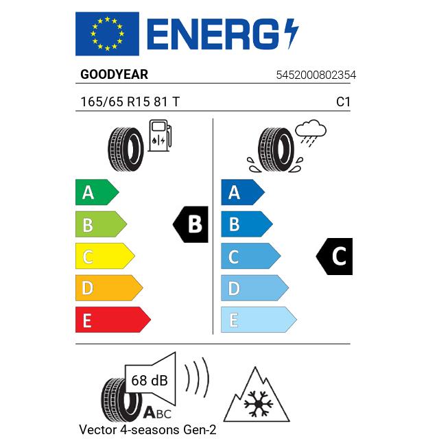 Eticheta Energetica Anvelope  165 65 R15 Goodyear Vector 4-seasons Gen-2 