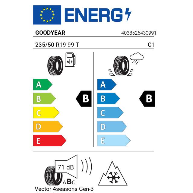 Eticheta Energetica Anvelope  235 50 R19 Goodyear Vector 4seasons Gen-3 