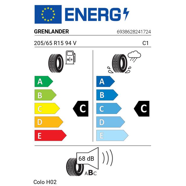 Eticheta Energetica Anvelope  205 65 R15 Grenlander Colo H02 