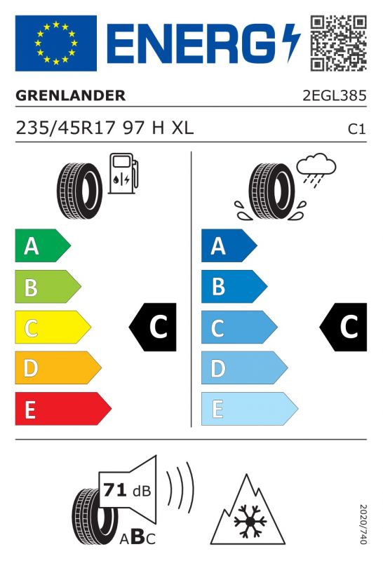 Eticheta Energetica Anvelope  235 45 R17 Grenlander Winter Gl868 