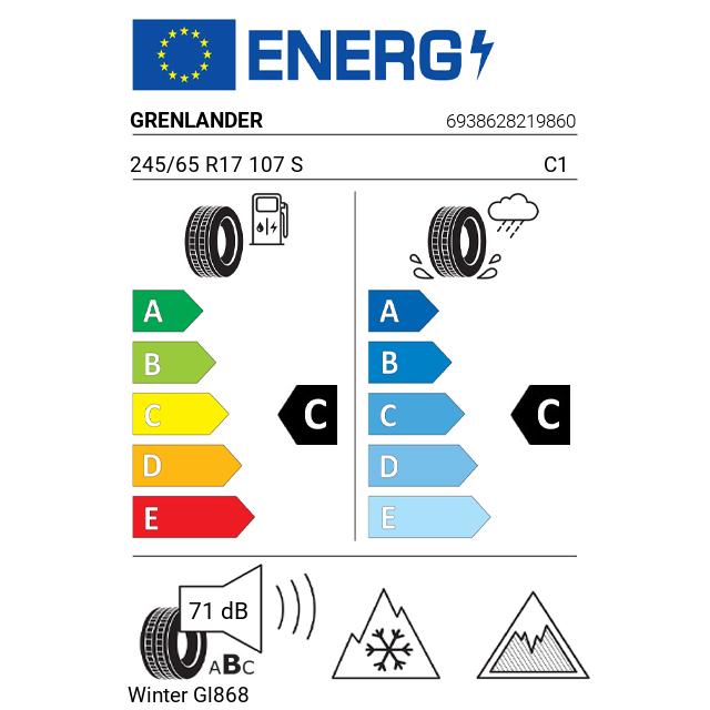 Eticheta Energetica Anvelope  245 65 R17 Grenlander Winter Gl868 