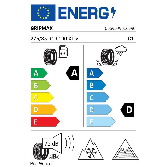 Eticheta Energetica Anvelope  275 35 R19 Gripmax Pro Winter 