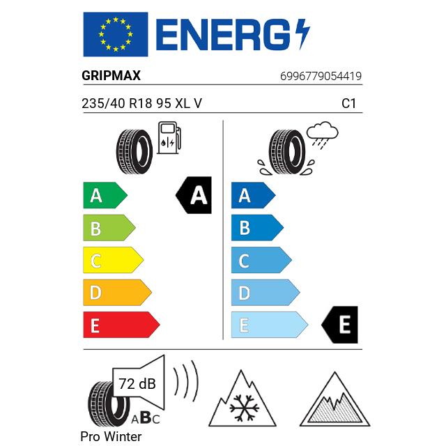 Eticheta Energetica Anvelope  235 40 R18 Gripmax Pro Winter 