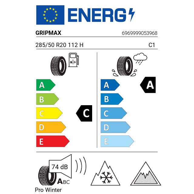 Eticheta Energetica Anvelope  285 50 R20 Gripmax Pro Winter 