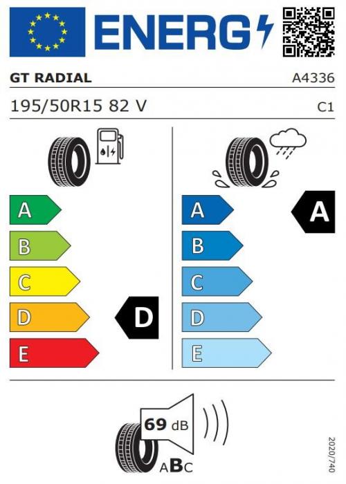 Eticheta Energetica Anvelope  195 50 R15 Gt Radial Fe2 