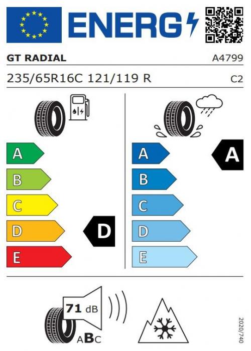 Eticheta Energetica Anvelope  235 65 R16C Gt Radial Maxmiler 2 