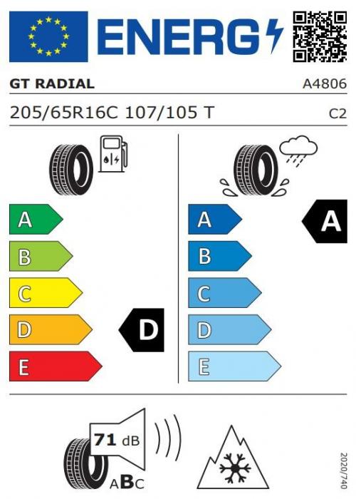 Eticheta Energetica Anvelope  205 65 R16C Gt Radial Maxmiler 2 