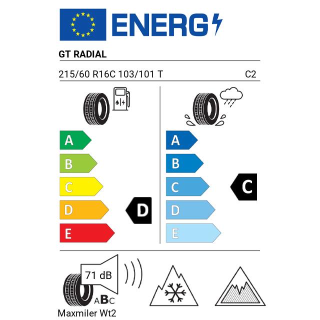 Eticheta Energetica Anvelope  215 60 R16C Gt Radial Maxmiler Wt2 