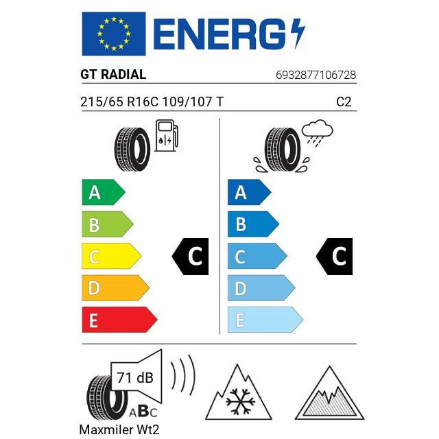 Eticheta Energetica Anvelope  215 65 R16C Gt Radial Maxmiler Wt2 
