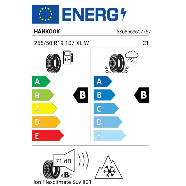 Eticheta Energetica Anvelope  255 50 R19 Hankook Ion Flexclimate Suv Il01a 