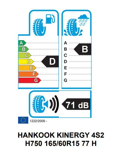 Eticheta Energetica Anvelope  165 60 R15 Hankook Kinergy 4s 2 H750 