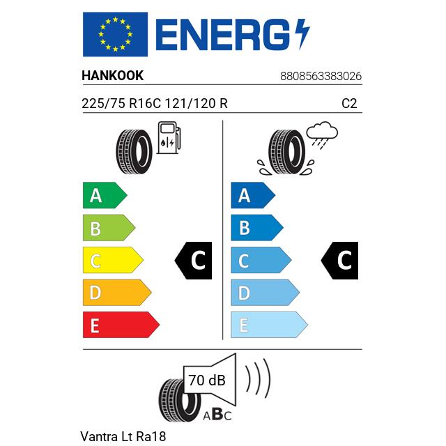 Eticheta Energetica Anvelope  225 75 R16C Hankook Vantra Lt Ra18 