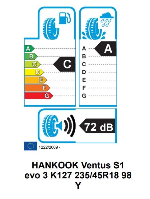 Eticheta Energetica Anvelope  235 45 R18 Hankook Ventus S1 Evo3 