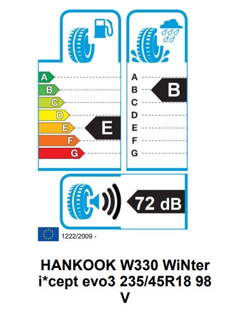 Eticheta Energetica Anvelope  235 45 R18 Hankook Winter I*cept Evo3 W330 