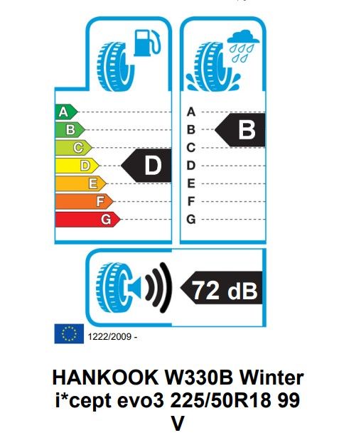 Eticheta Energetica Anvelope  225 50 R18 Hankook Winter I*cept Evo3 W330 