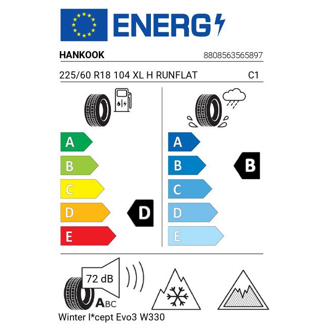 Eticheta Energetica Anvelope  225 60 R18 Hankook Winter I*cept Evo3 W330 