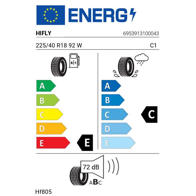 Eticheta Energetica Anvelope  225 40 R18 Hifly Hf805 