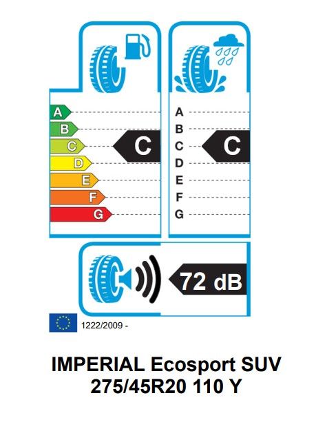 Eticheta Energetica Anvelope  275 45 R20 Imperial Ecosport Suv 