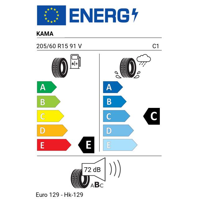 Eticheta Energetica Anvelope  205 60 R15 Kama Euro 129 - Hk-129 