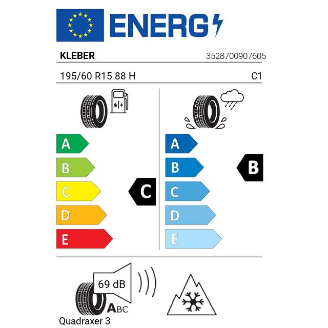 Eticheta Energetica Anvelope  195 60 R15 Kleber Quadraxer 3 