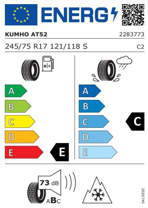 Eticheta Energetica Anvelope  245 75 R17 Kumho At52 