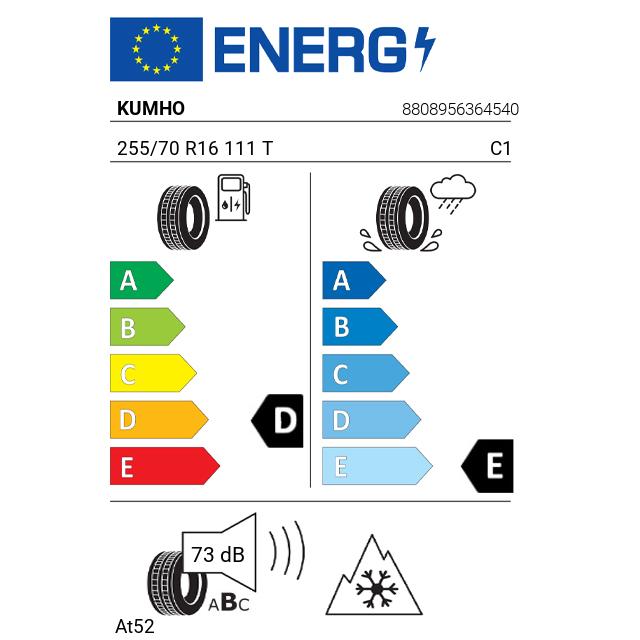 Eticheta Energetica Anvelope  255 70 R16 Kumho At52 